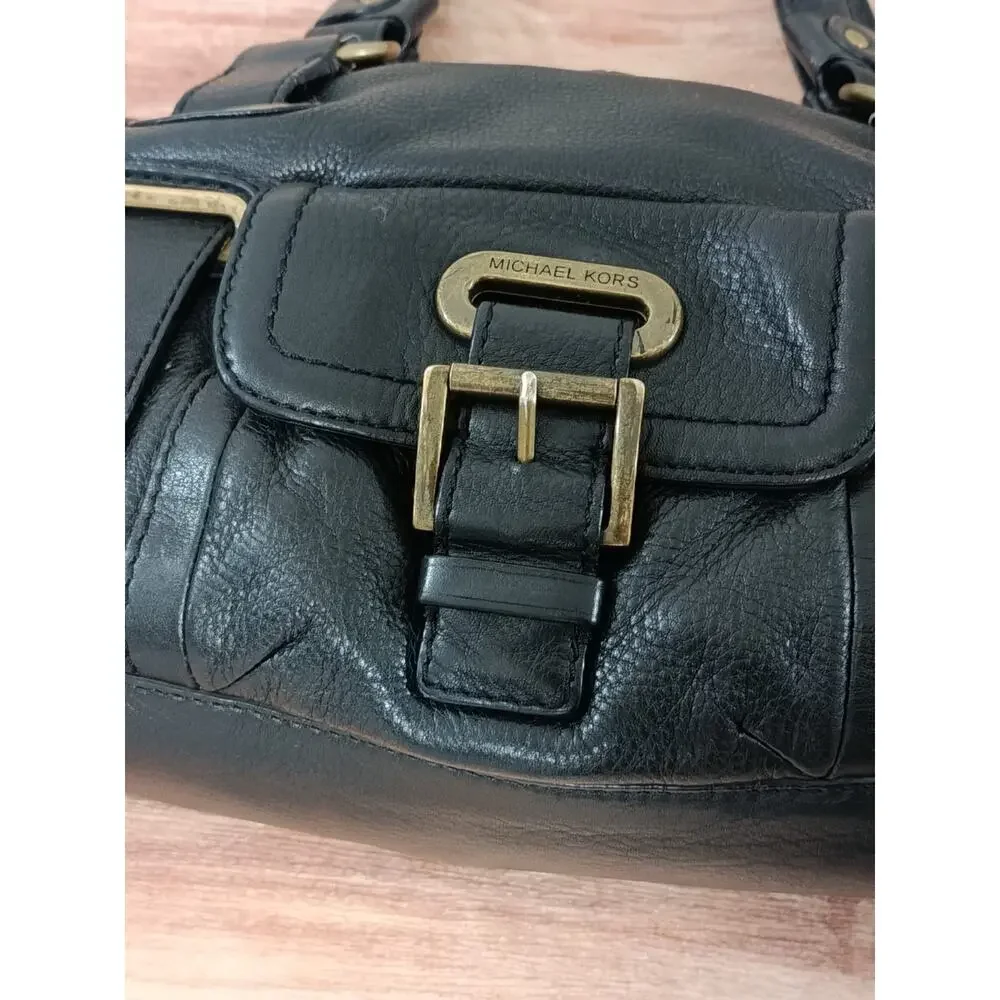 Michael Kors Buckle Satchel Shoulder Handbag Y2K Retro Purse Black